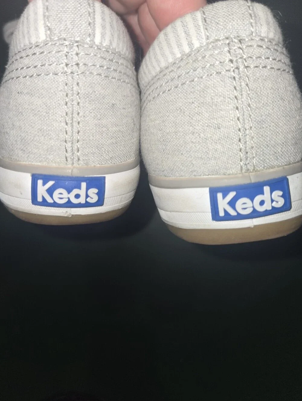 Keds Light Gray Canvas Sneakers with Blue Insole